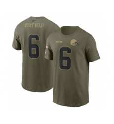 Men's Cleveland Browns #6 Baker Mayfield Football Camo 2021 Salute To Service Name & Number T-Shirt