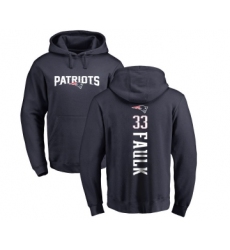 Football New England Patriots #33 Kevin Faulk Navy Blue Backer Pullover Hoodie