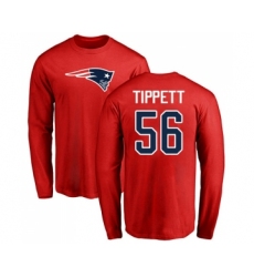 Football New England Patriots #56 Andre Tippett Red Name & Number Logo Long Sleeve T-Shirt