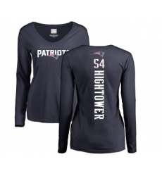 Football Women's New England Patriots #54 Dont'a Hightower Navy Blue Backer Slim Fit Long Sleeve T-Shirt