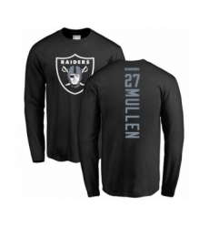 Football Oakland Raiders #28 Josh Jacobs Black Name & Number Logo Long Sleeve T-Shirt