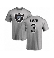 Football Oakland Raiders #3 Drew Kaser Ash Name & Number Logo T-Shirt