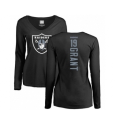 Football Women's Oakland Raiders #19 Ryan Grant Black Backer Long Sleeve T-Shirt