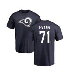 Football Los Angeles Rams #71 Bobby Evans Navy Blue Name & Number Logo T-Shirt