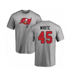 Football Tampa Bay Buccaneers #45 Devin White Ash Name & Number Logo T-Shirt