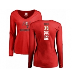 Football Women's Tampa Bay Buccaneers #35 Jamel Dean Red Backer Long Sleeve T-Shirt