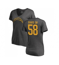 Football Women's Los Angeles Chargers #58 Thomas Davis Sr Ash One Color T-Shirt