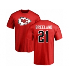 Football Kansas City Chiefs #21 Bashaud Breeland Red Name & Number Logo T-Shirt