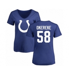 Football Women's Indianapolis Colts #58 Bobby Okereke Royal Blue Name & Number Logo T-Shirt