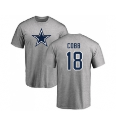 Football Dallas Cowboys #18 Randall Cobb Ash Name & Number Logo T-Shirt