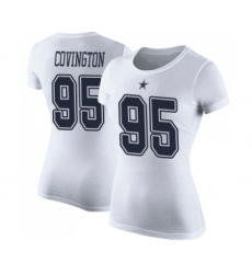 Football Women's Dallas Cowboys #95 Christian Covington White Rush Pride Name & Number T-Shirt