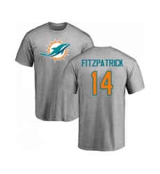 Football Miami Dolphins #14 Ryan Fitzpatrick Ash Name & Number Logo T-Shirt