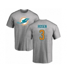 Football Miami Dolphins #3 Josh Rosen Ash Name & Number Logo T-Shirt