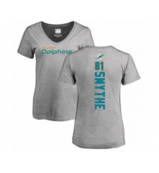 Football Women's Miami Dolphins #81 Durham Smythe Ash Backer T-Shirt