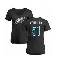 Women's Philadelphia Eagles #51 Paul Worrilow Black Name & Number Logo Slim Fit T-Shirt