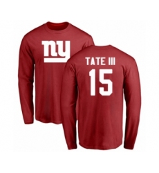 Football New York Giants #15 Golden Tate III Red Name & Number Logo Long Sleeve T-Shirt