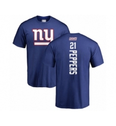 Football New York Giants #21 Jabrill Peppers Royal Blue Backer T-Shirt
