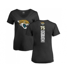 Football Women's Jacksonville Jaguars #75 Cedric Ogbuehi Black Backer V-Neck T-Shirt