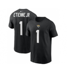 Men's Jacksonville Jaguars #1 Travis Etienne JR 2021 Black Football Draft First Round Pick Player Name & Number Football T-Shirt