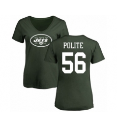 Football Women's New York Jets #56 Jachai Polite Green Name & Number Logo T-Shirt