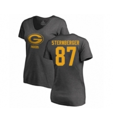 Football Women's Green Bay Packers #87 Jace Sternberger Ash One Color T-Shirt