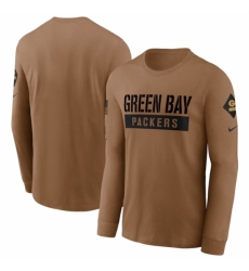 Men's Green Bay Packers 2023 Brown Salute To Service Long Sleeve T Shirt