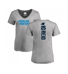 Football Women's Carolina Panthers #25 Eric Reid Ash Backer V-Neck T-Shirt