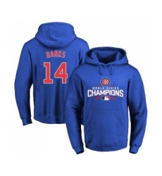 Cubs #14 Ernie Banks Blue 2016 World Series Champions Pullover MLB Hoodie
