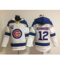 Men's Chicago Cubs #12 Kyle Schwarber Home White MLB Hoodie