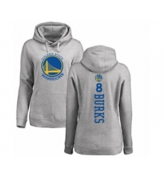 Basketball Women's Golden State Warriors #8 Alec Burks Ash Backer Pullover Hoodie