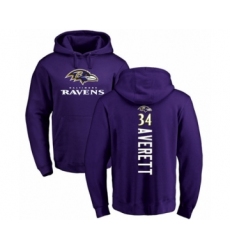 Football Baltimore Ravens #34 Anthony Averett Purple Backer Pullover Hoodie