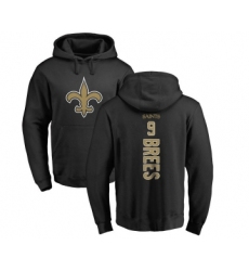 Football New Orleans Saints #9 Drew Brees Black Backer Pullover Hoodie