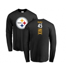 Football Pittsburgh Steelers #45 Roosevelt Nix Black Backer Long Sleeve T-Shirt