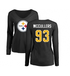 Football Women's Pittsburgh Steelers #93 Dan McCullers Black Name & Number Logo Slim Fit Long Sleeve T-Shirt