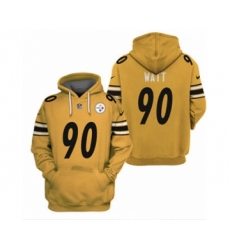 Men's Pittsburgh Steelers #90 T.J. Watt 2021 Yellow Pullover Football Hoodie