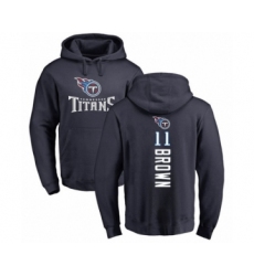 Football Tennessee Titans #11 A.J. Brown Navy Blue Backer Pullover Hoodie