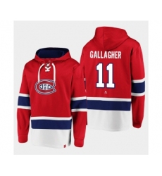 Men's Montreal Canadiens #11 Brendan Gallagher Red Ageless Must-Have Lace-Up Pullover Hoodie