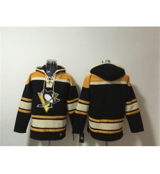 Men's Pittsburgh Penguins Blank Black Lace-Up Pullover Hoodie