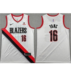 Men's Portland Trail Blazers #16 Yang Hansen White Association Edition Stitched Basketball Jersey