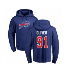 Football Buffalo Bills #91 Ed Oliver Royal Blue Name & Number Logo Pullover Hoodie