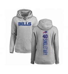 Football Women's Buffalo Bills #40 Devin Singletary Ash Backer Pullover Hoodie