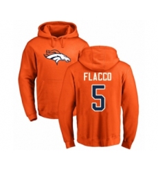 Football Denver Broncos #5 Joe Flacco Orange Name & Number Logo Pullover Hoodie