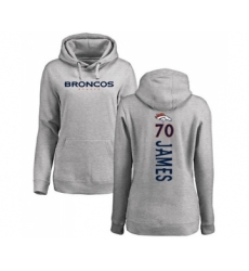 Football Women's Denver Broncos #70 Ja'Wuan James Ash Backer Pullover Hoodie