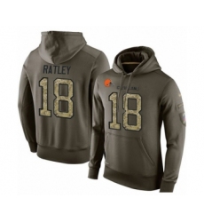 Football Men's Cleveland Browns #18 Damion Ratley Green Salute To Service Pullover Hoodie