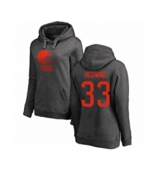 Football Women's Cleveland Browns #33 Sheldrick Redwine Ash One Color Pullover Hoodie