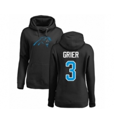 Football Women's Carolina Panthers #3 Will Grier Black Name & Number Logo Pullover Hoodie