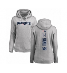 Football Women's New England Patriots #14 Mohamed Sanu Sr Ash Backer Pullover Hoodie