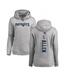 Football Women's New England Patriots #6 Ryan Allen Ash Backer Pullover Hoodie