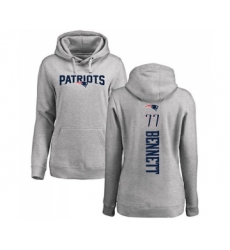 Football Women's New England Patriots #77 Michael Bennett Ash Backer Pullover Hoodie