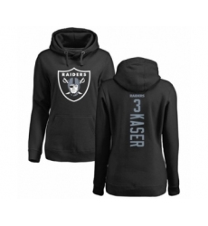 Football Women's Oakland Raiders #3 Drew Kaser Black Backer Pullover Hoodie